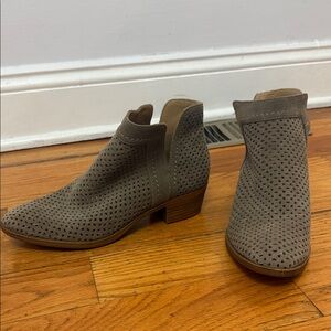 Lucky brand Perforated Taupe Ankle Boots